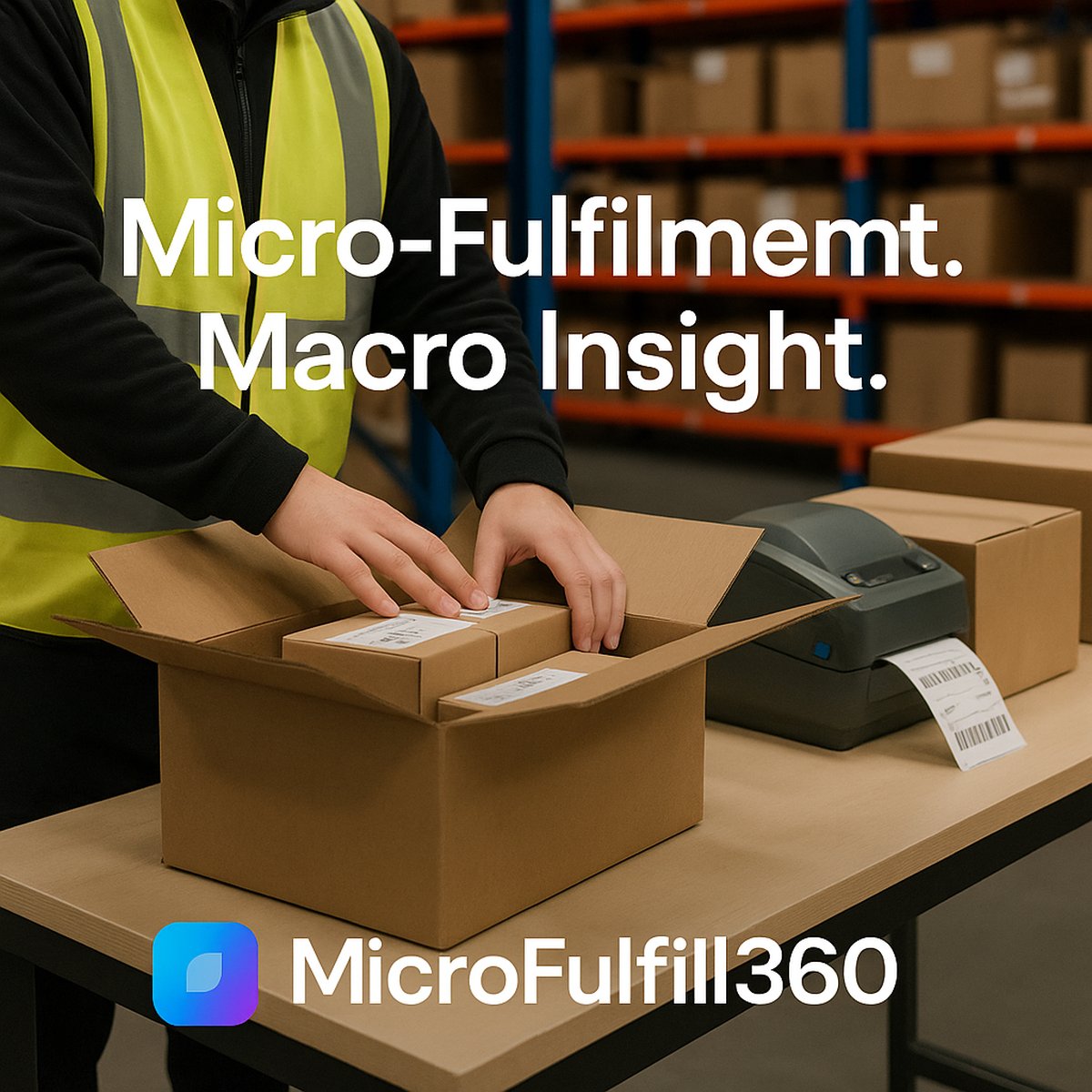 MicroFulfill360 micro-fulfillment center with scan-verified packing and label printing